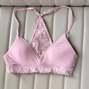 Aerie Pink Floral Eyelet Lace Bralette 32A